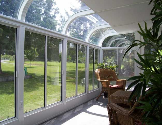 Curved Glass Roof Sunroom or Patio Room with Aluminum Frame