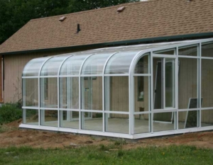Curved Glass Roof Sunroom or Patio Room with Aluminum Frame - Curved Sunroom Glass