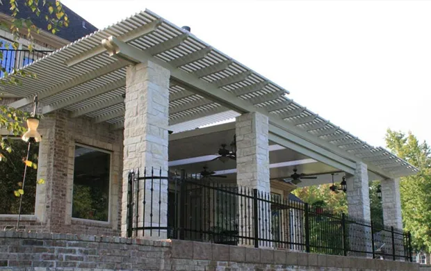 Combination solid and lattice patio covers