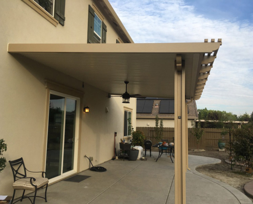 12x20 Durawood attached flatwood patio cover Color: California Sand Trim Color Southwood, with (2) footings, end design: corbel - Lincoln, CA