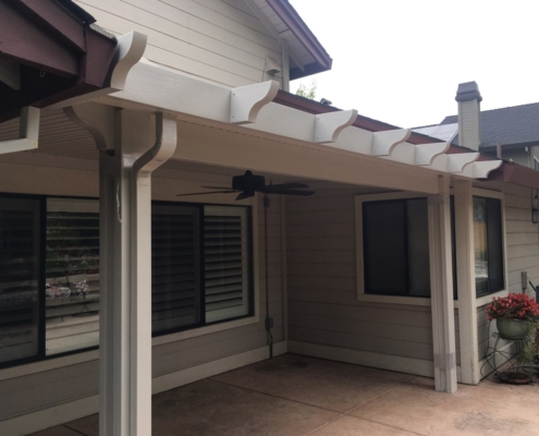 9'x16' Attached Durawood, flatwood with scallop end design. Patio Cover Color: California sand Trim Color: Summer Prairie - Rocklin, CA