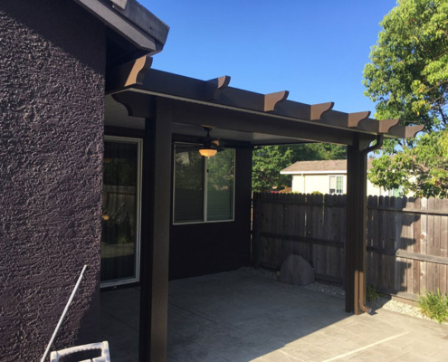 Durawood under eave mounted solid patio cover - Sacramento, CA