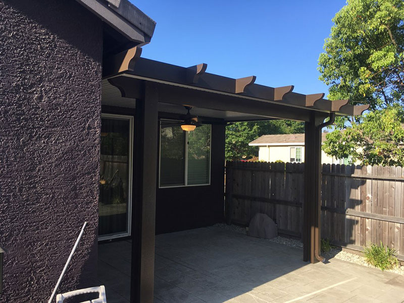 Durawood under eave mounted solid patio cover - Sacramento, CA