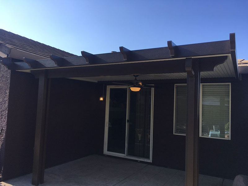 Durawood under eave mounted solid patio cover - Sacramento, CA