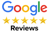 Google logo with five golden stars, representing customer reviews and feedback for Petkus Brothers.