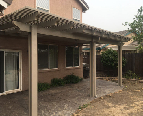 Durawood wall attached Flatwood solid/lattice patio cover - Davis, CA