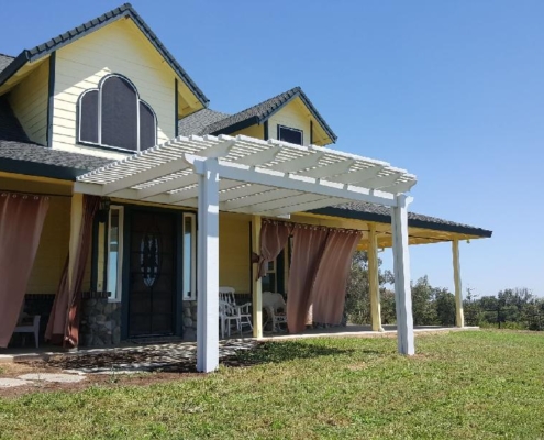 8 1/2 x 35, 12x14 Durawood lattice 2"x3, wall, roof mount, under eve mount patio covers with scallop end cap. Color: Sierra Snow  2 footings - Penryn, CA